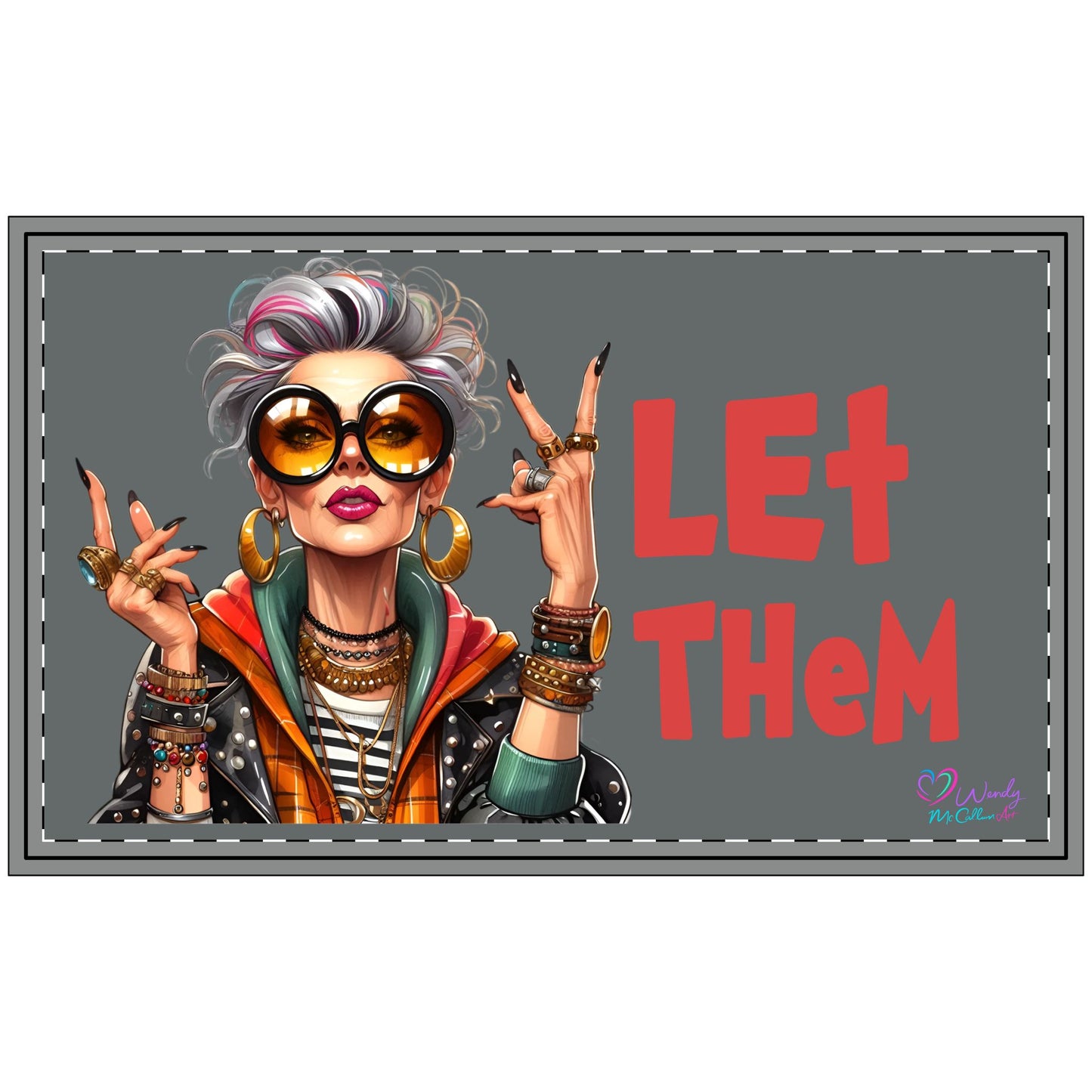 Doormat — 'Let Them' Bold Retro Glam Polyester Welcome Mat - Grey