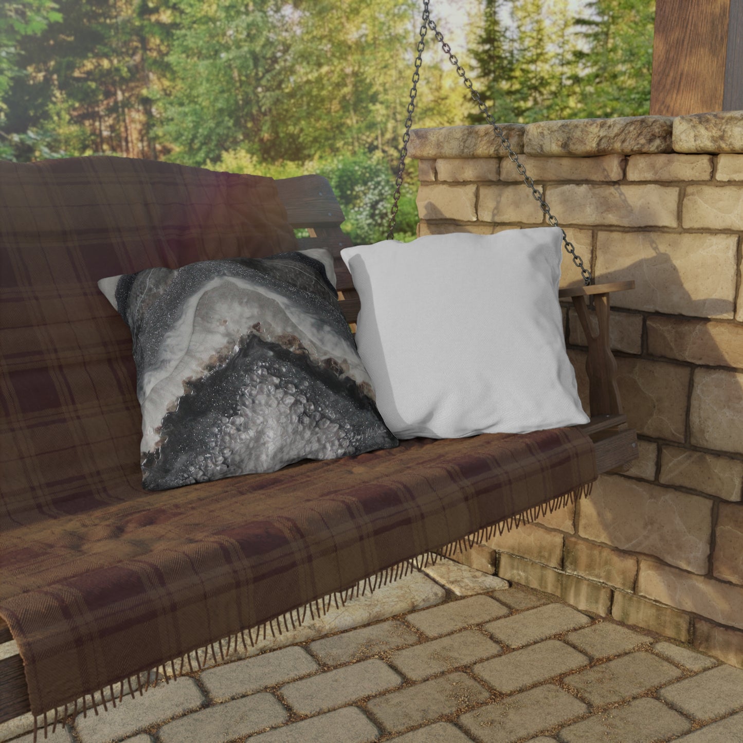 Grey Moonstone Splendour Outdoor Pillow — Patio Cushion