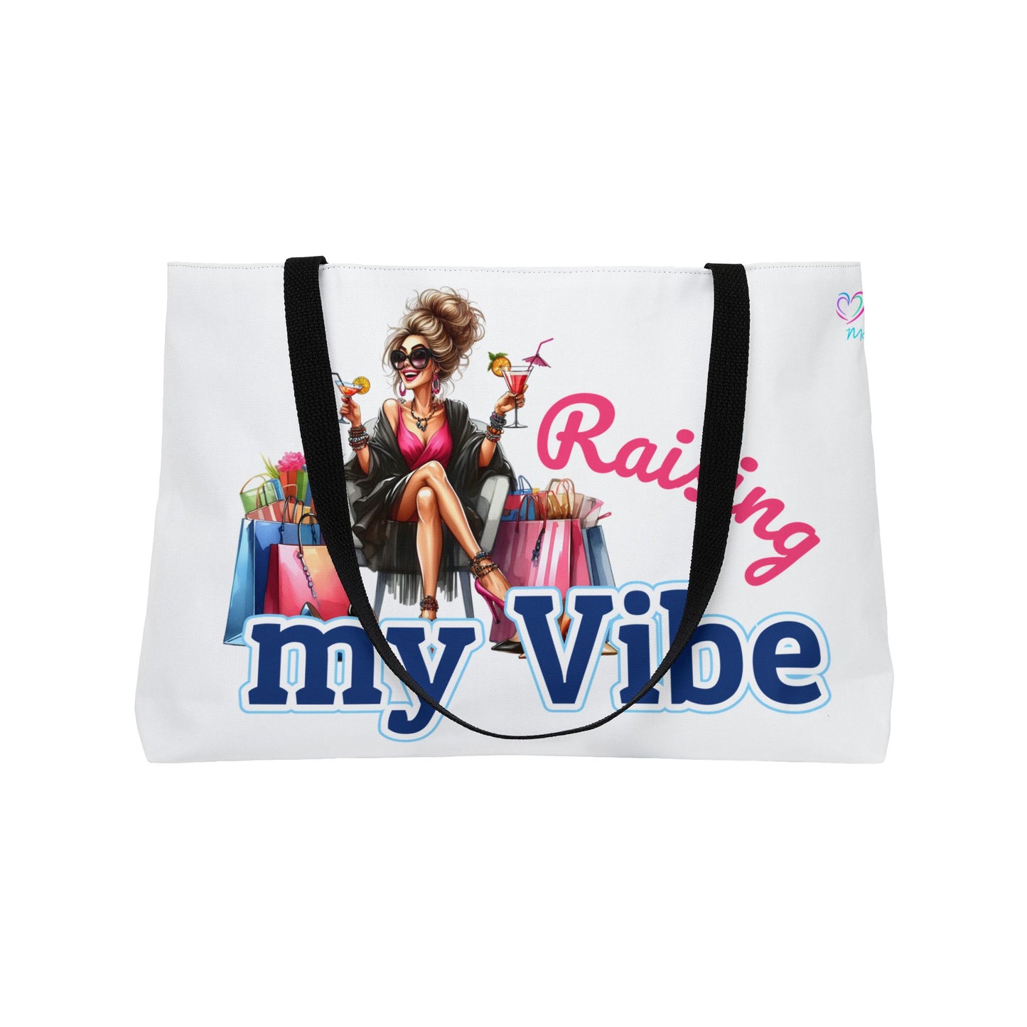 Weekender Tote Bag — "Raising My Vibe" Shopper Tote for Stylish Shoppers