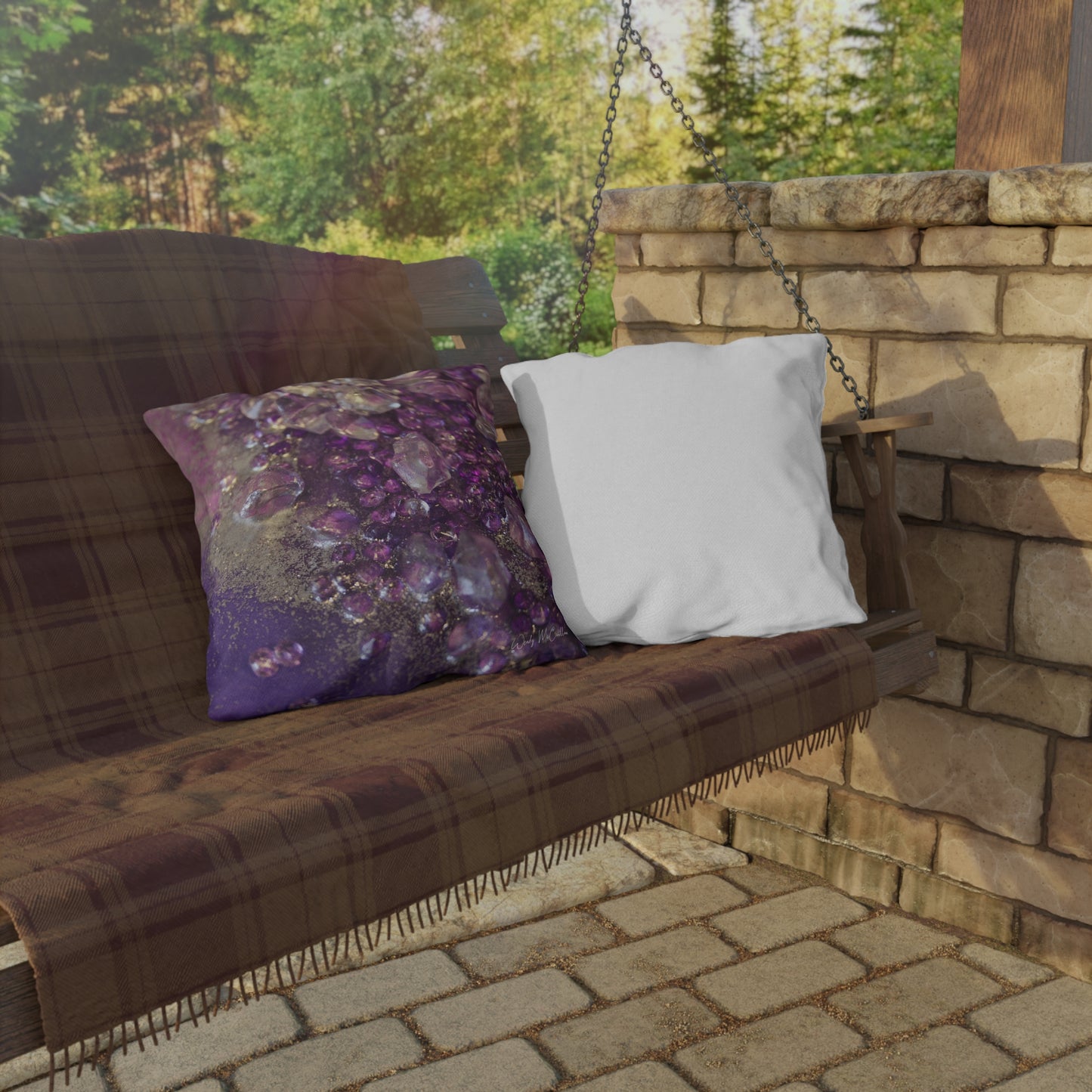 Amethyst Dreams Opulence Outdoor Pillow - Patio Cushion