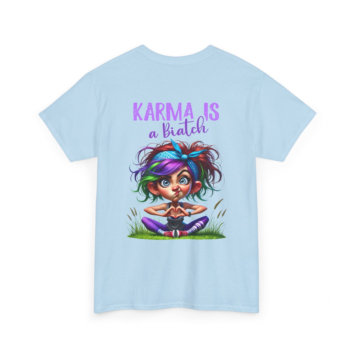 T-Shirt — 'Karma Is a B*tch' Colourful Yoga Girl Graphic Tee