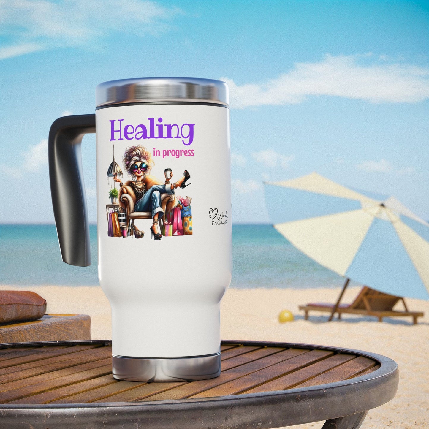 Healing in Progress – Strong Woman Empowerment Stainless Steel Travel Mug (14oz)