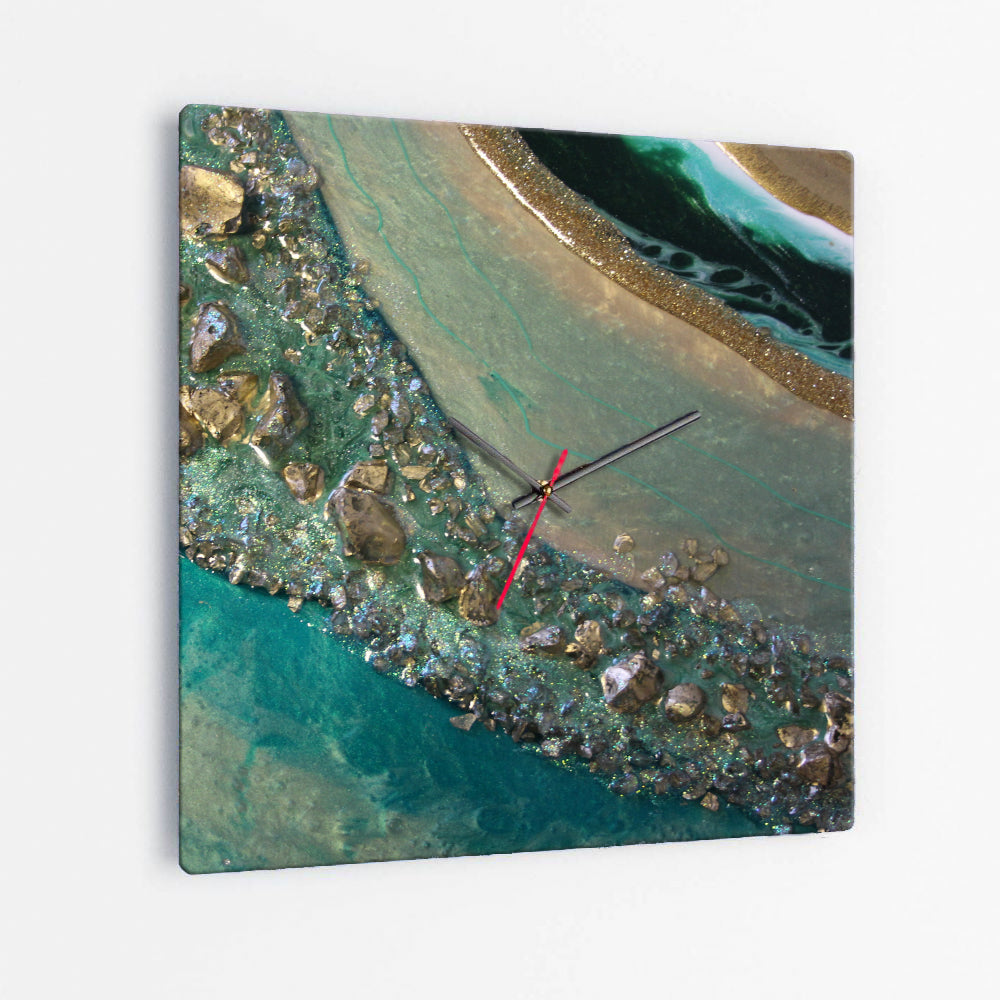 Dioptase Square Glass Wall Clock - Grace