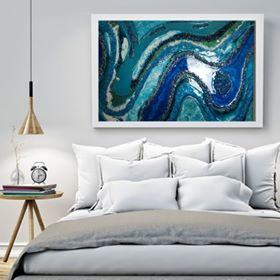 bedroom with resin art 