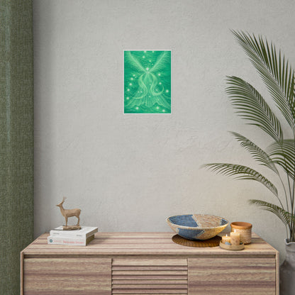 Archangel Raphael Healing Giclée Print – Vibrant Green Angel Frequency Art