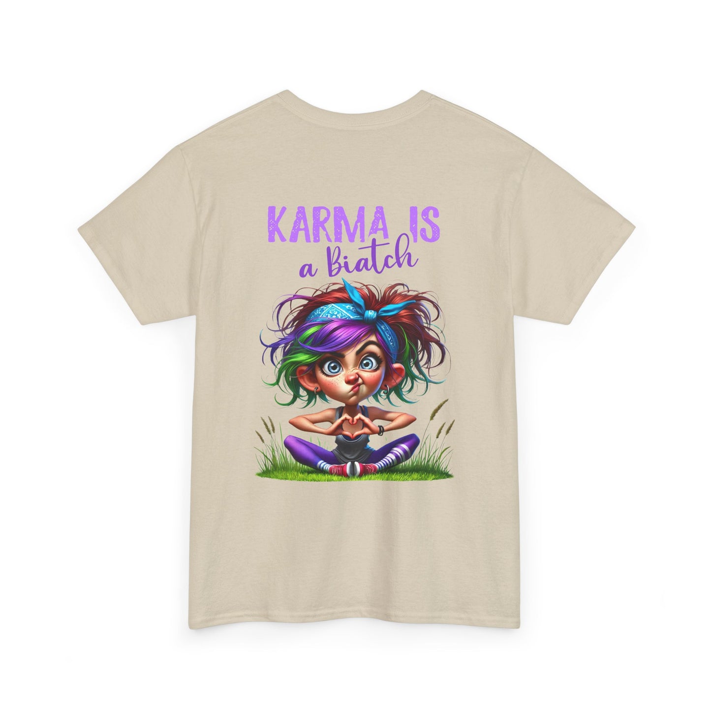 T-Shirt — 'Karma Is a B*tch' Colourful Yoga Girl Graphic Tee