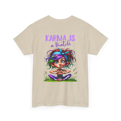 T-Shirt — 'Karma Is a B*tch' Colourful Yoga Girl Graphic Tee