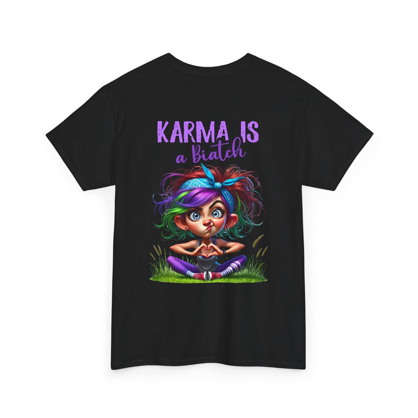 T-Shirt — 'Karma Is a B*tch' Colourful Yoga Girl Graphic Tee