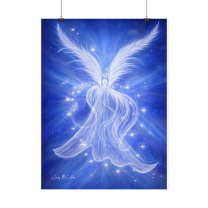 Archangel Michael Protection Giclée Print – Vibrant Blue Angel Frequency Art