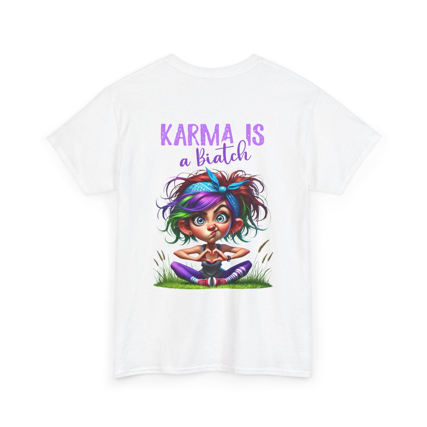 T-Shirt — 'Karma Is a B*tch' Colourful Yoga Girl Graphic Tee
