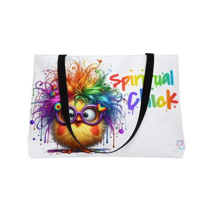 Weekender Tote Bag — "Spiritual Chick" Colourful Rainbow Chick Beach & Travel Tote