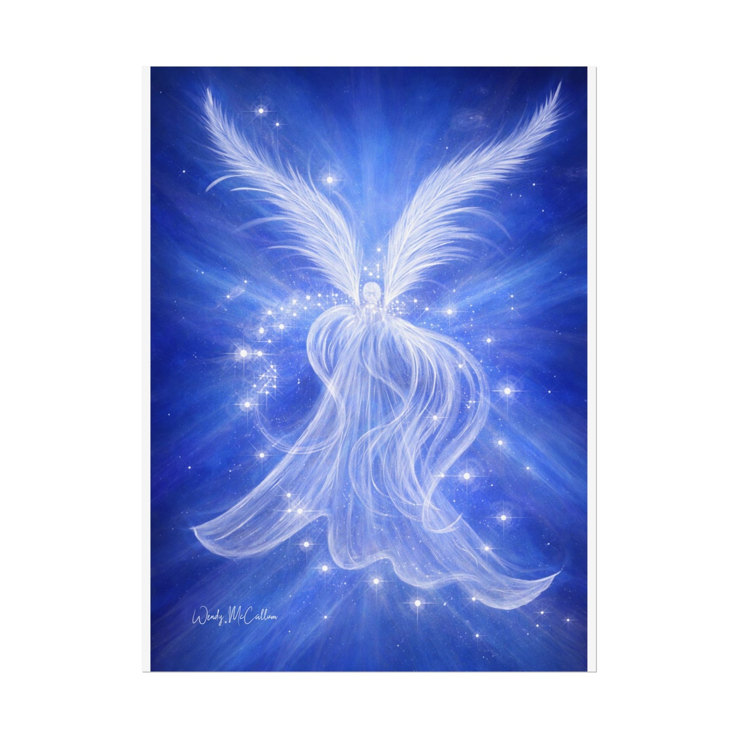Archangel Michael Protection Giclée Print – Vibrant Blue Angel Frequency Art