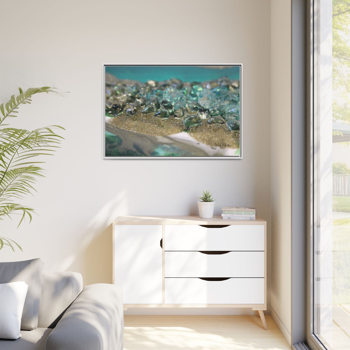 Dioptase Framed Canvas Art - Elegance
