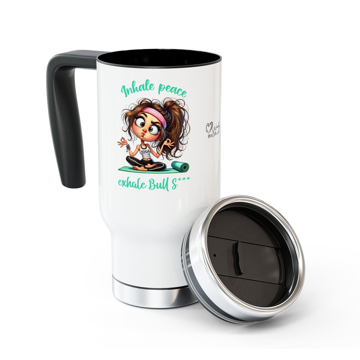 Inhale Peace, Exhale Bullsh*t – Funny Yoga Stainless Steel Travel Mug (14oz)