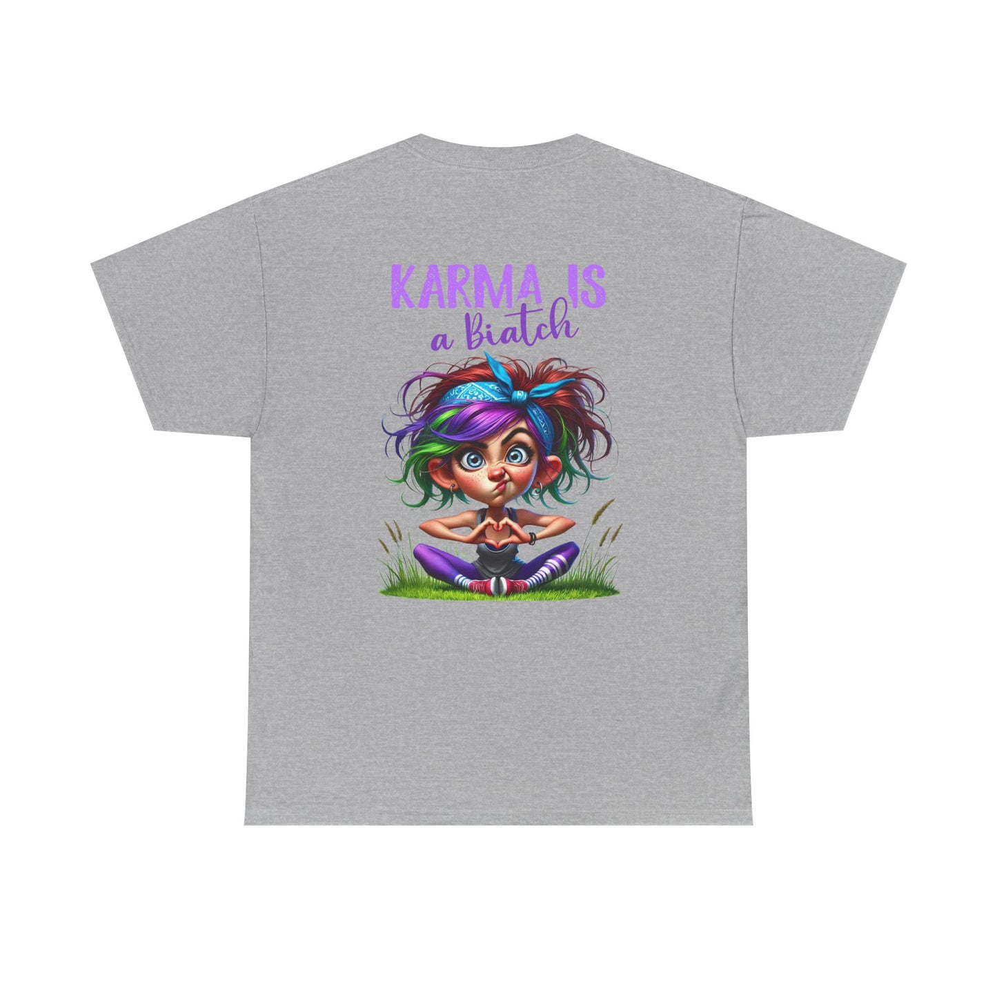T-Shirt — 'Karma Is a B*tch' Colourful Yoga Girl Graphic Tee