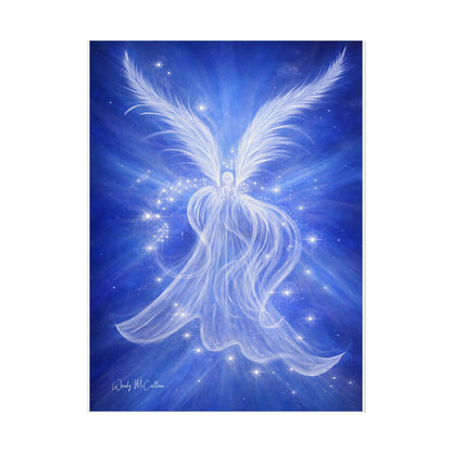 Archangel Michael Protection Giclée Print – Vibrant Blue Angel Frequency Art