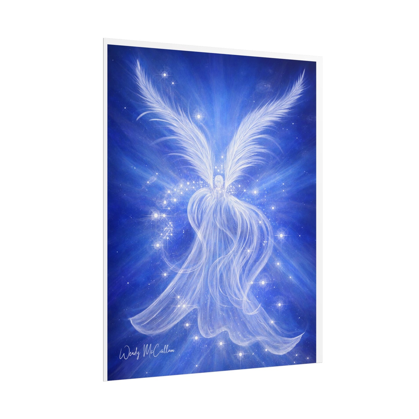 Archangel Michael Protection Giclée Print – Vibrant Blue Angel Frequency Art