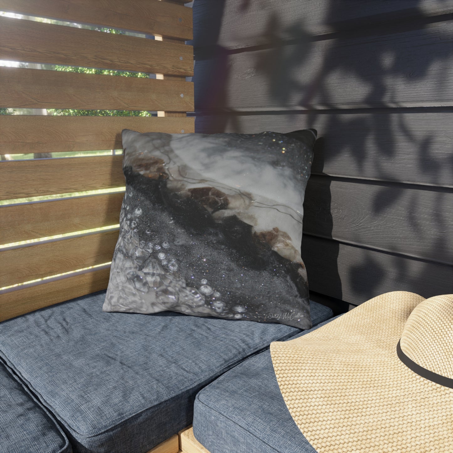 Grey Moonstone Opulence Outdoor Pillow - Patio Cushion