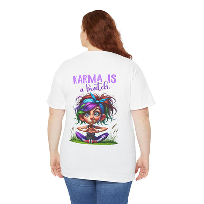 T-Shirt — 'Karma Is a B*tch' Colourful Yoga Girl Graphic Tee