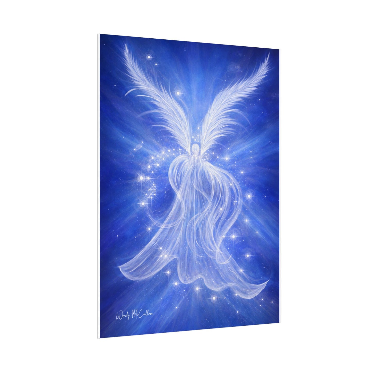 Archangel Michael Protection Giclée Print – Vibrant Blue Angel Frequency Art