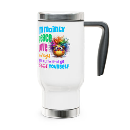I’m Mainly Peace, Love & Light… with a Little Bit of “Go F💫ck Yourself” – Stainless Steel Travel Mug (14oz)