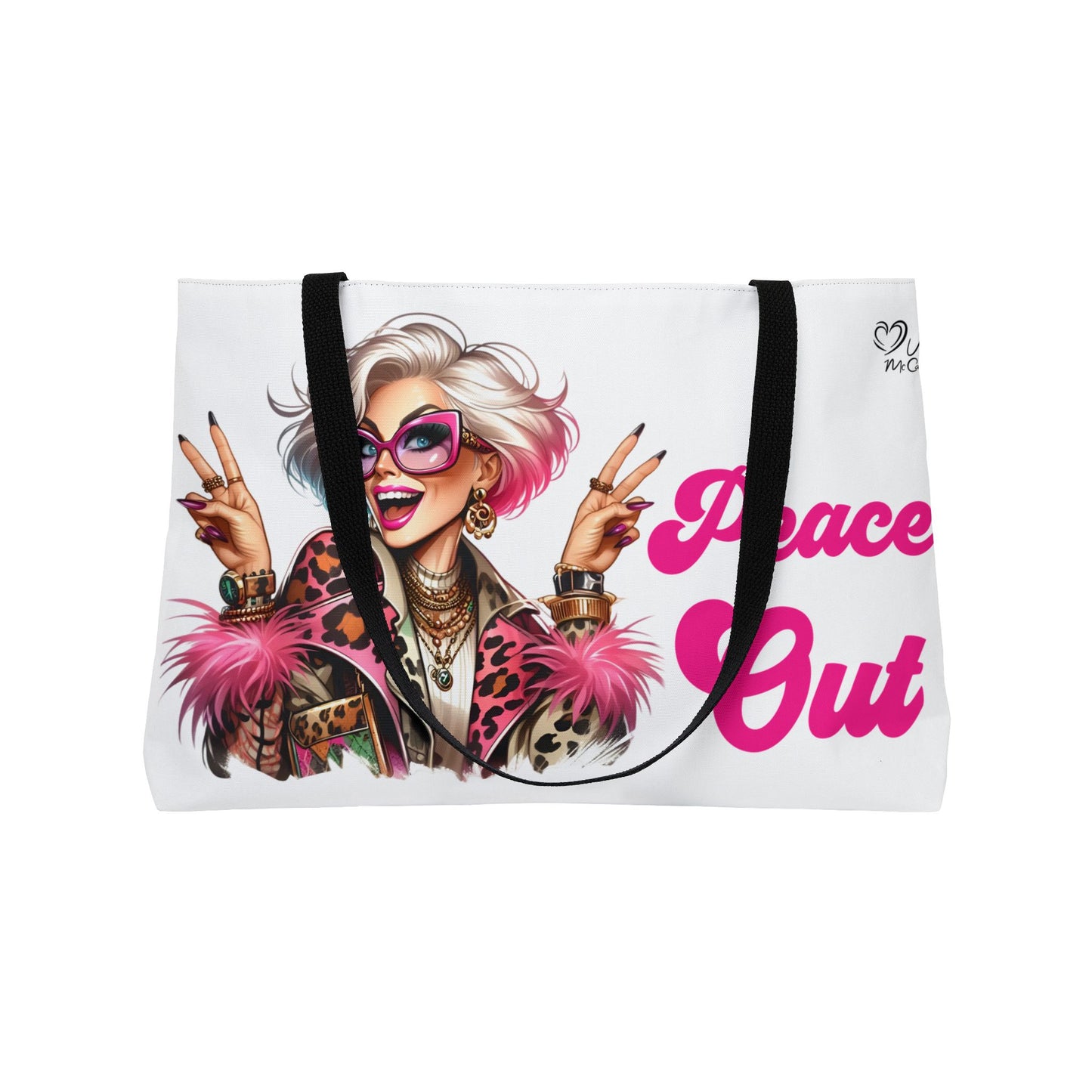 Weekender Tote Bag — "Peace Out" Retro Glam Travel Tote