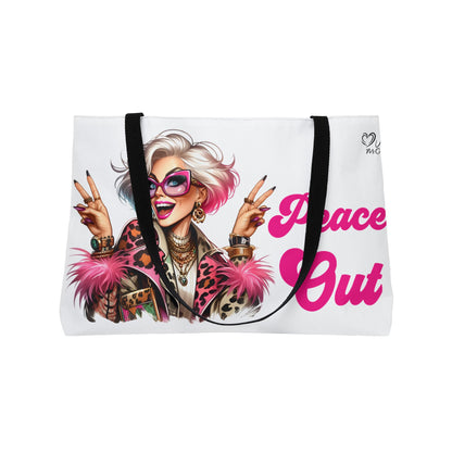 Weekender Tote Bag — "Peace Out" Retro Glam Travel Tote