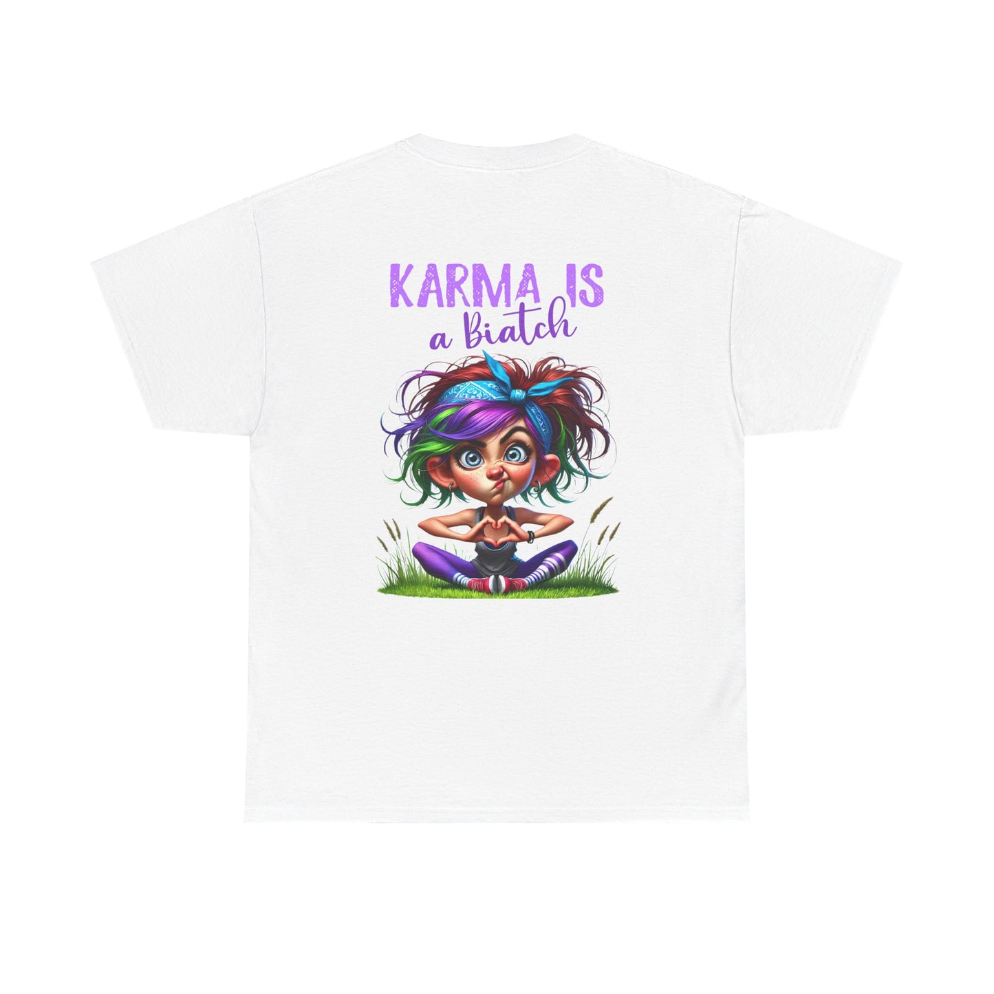 T-Shirt — 'Karma Is a B*tch' Colourful Yoga Girl Graphic Tee