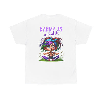 T-Shirt — 'Karma Is a B*tch' Colourful Yoga Girl Graphic Tee