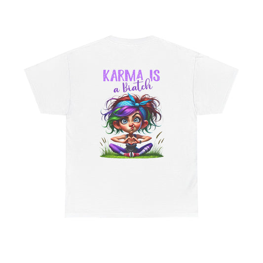 T-Shirt — 'Karma Is a B*tch' Colourful Yoga Girl Graphic Tee