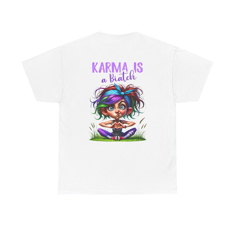T-Shirt — 'Karma Is a B*tch' Colourful Yoga Girl Graphic Tee