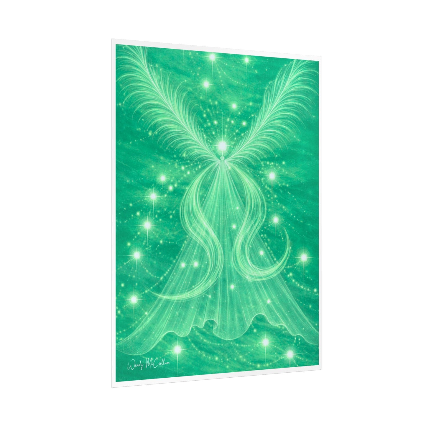 Archangel Raphael Healing Giclée Print – Vibrant Green Angel Frequency Art