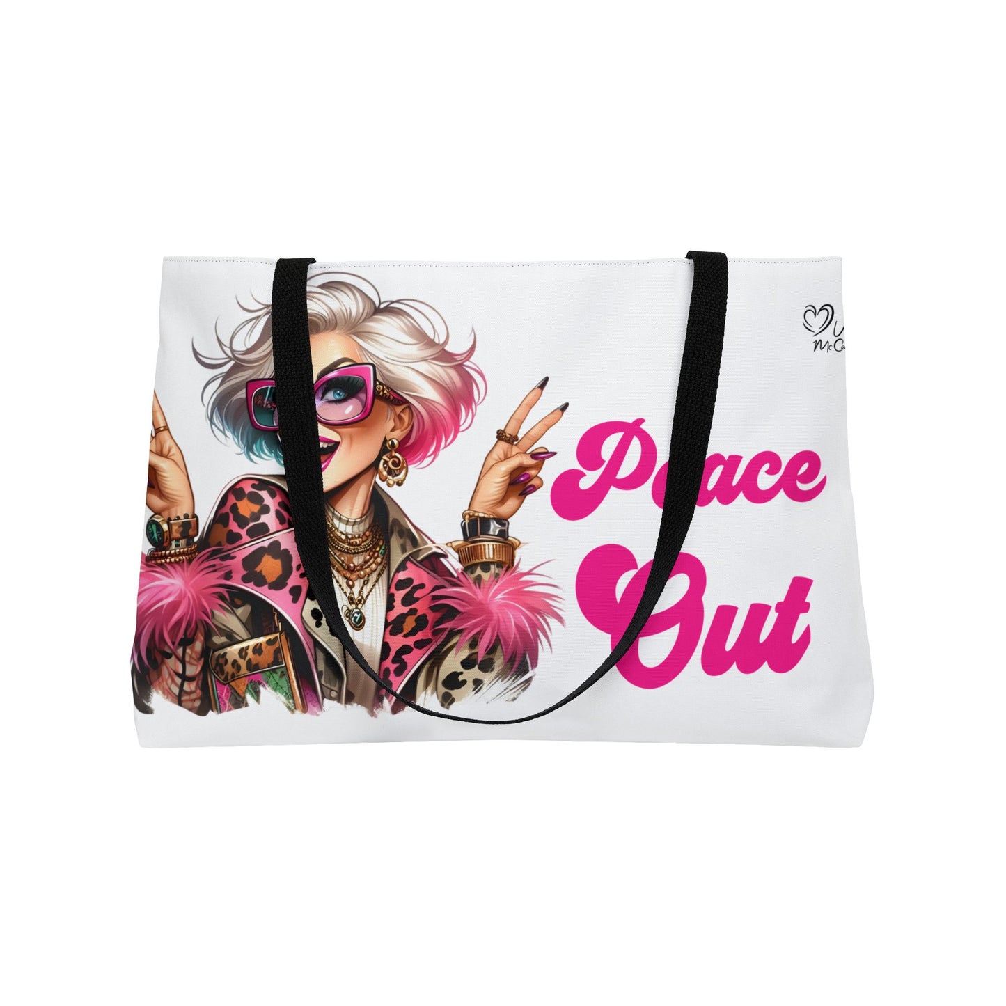 Weekender Tote Bag — "Peace Out" Retro Glam Travel Tote