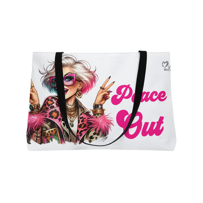 Weekender Tote Bag — "Peace Out" Retro Glam Travel Tote