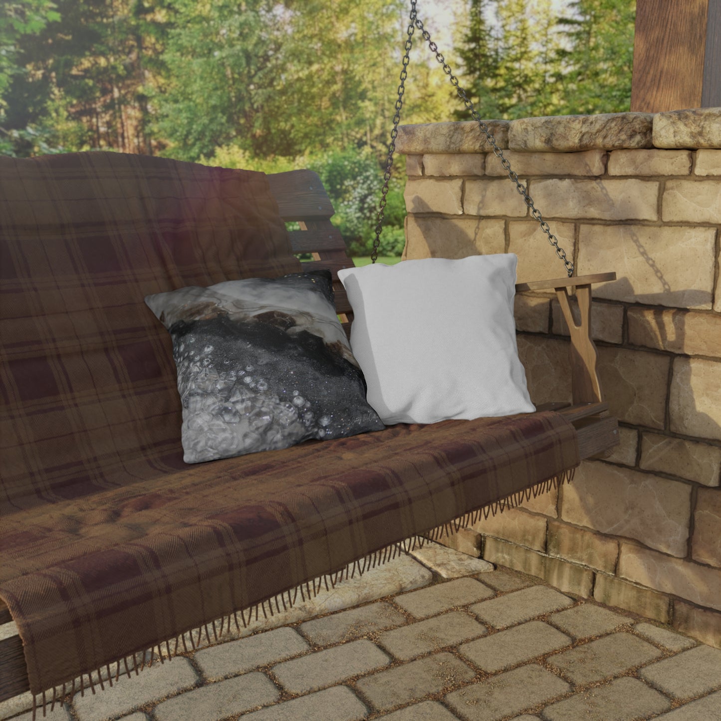 Grey Moonstone Opulence Outdoor Pillow - Patio Cushion