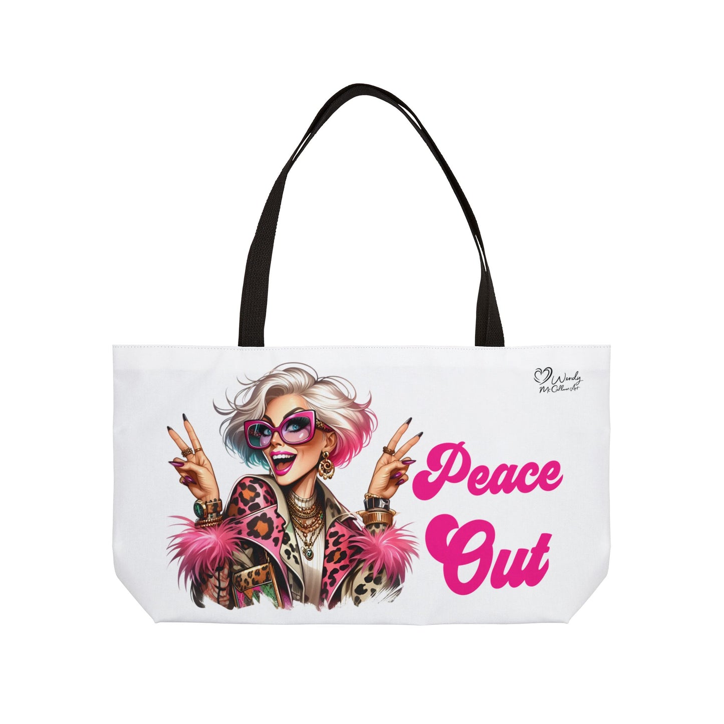 Weekender Tote Bag — "Peace Out" Retro Glam Travel Tote