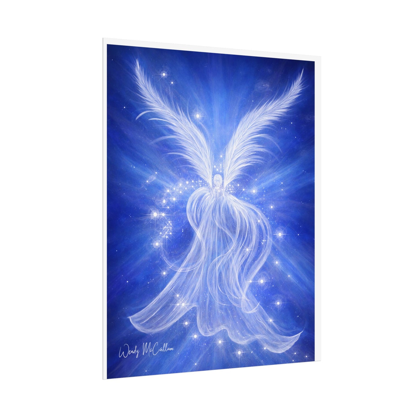 Archangel Michael Protection Giclée Print – Vibrant Blue Angel Frequency Art