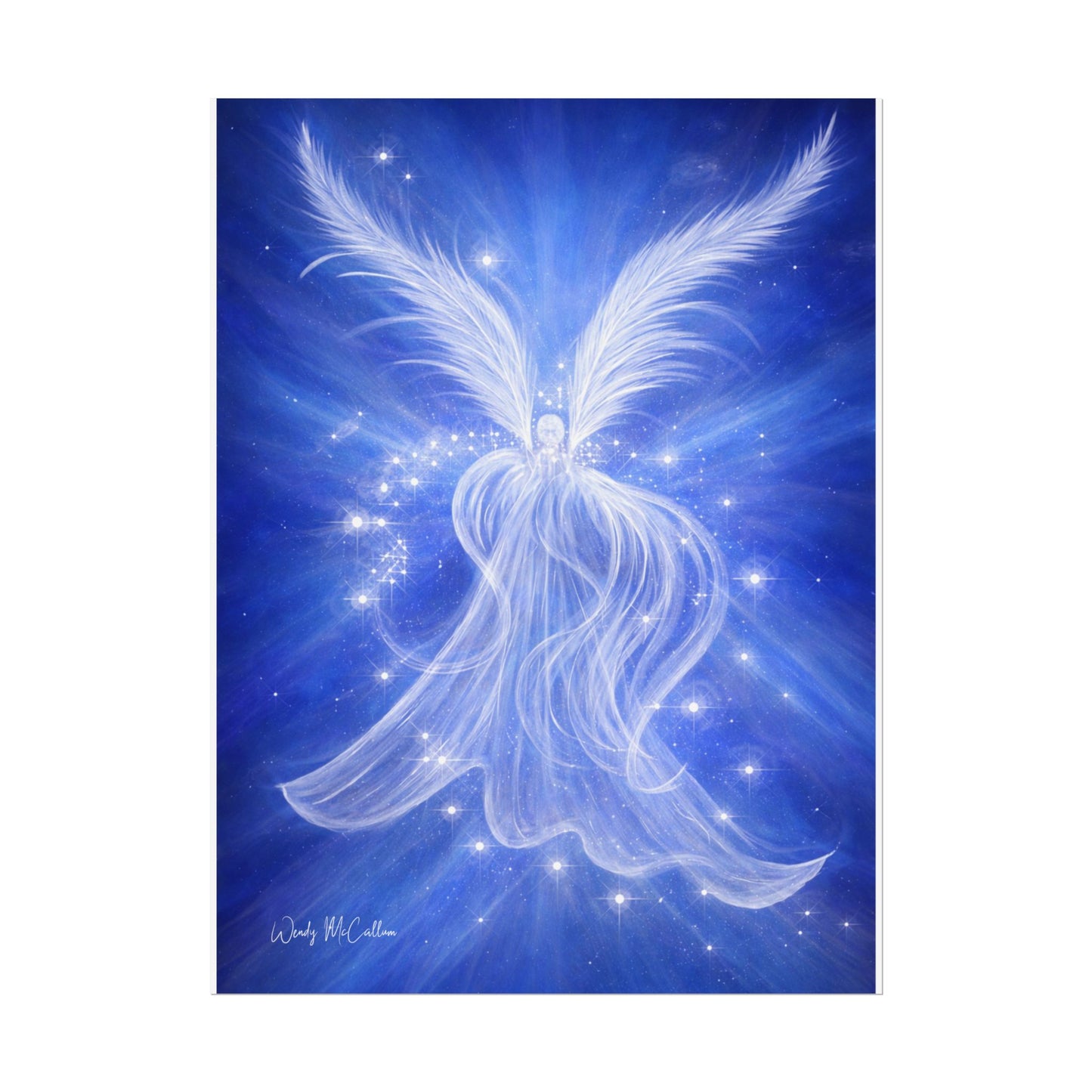 Archangel Michael Protection Giclée Print – Vibrant Blue Angel Frequency Art