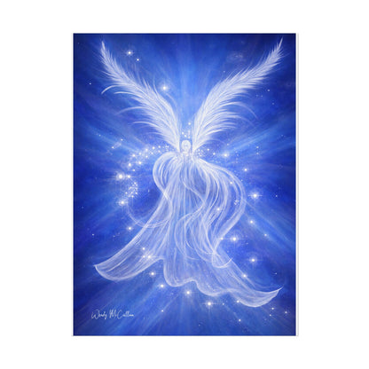 Archangel Michael Protection Giclée Print – Vibrant Blue Angel Frequency Art