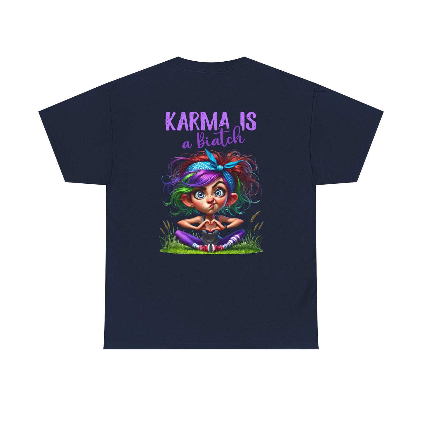 T-Shirt — 'Karma Is a B*tch' Colourful Yoga Girl Graphic Tee