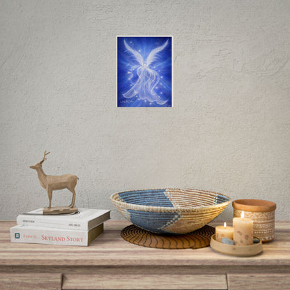 Archangel Michael Protection Giclée Print – Vibrant Blue Angel Frequency Art