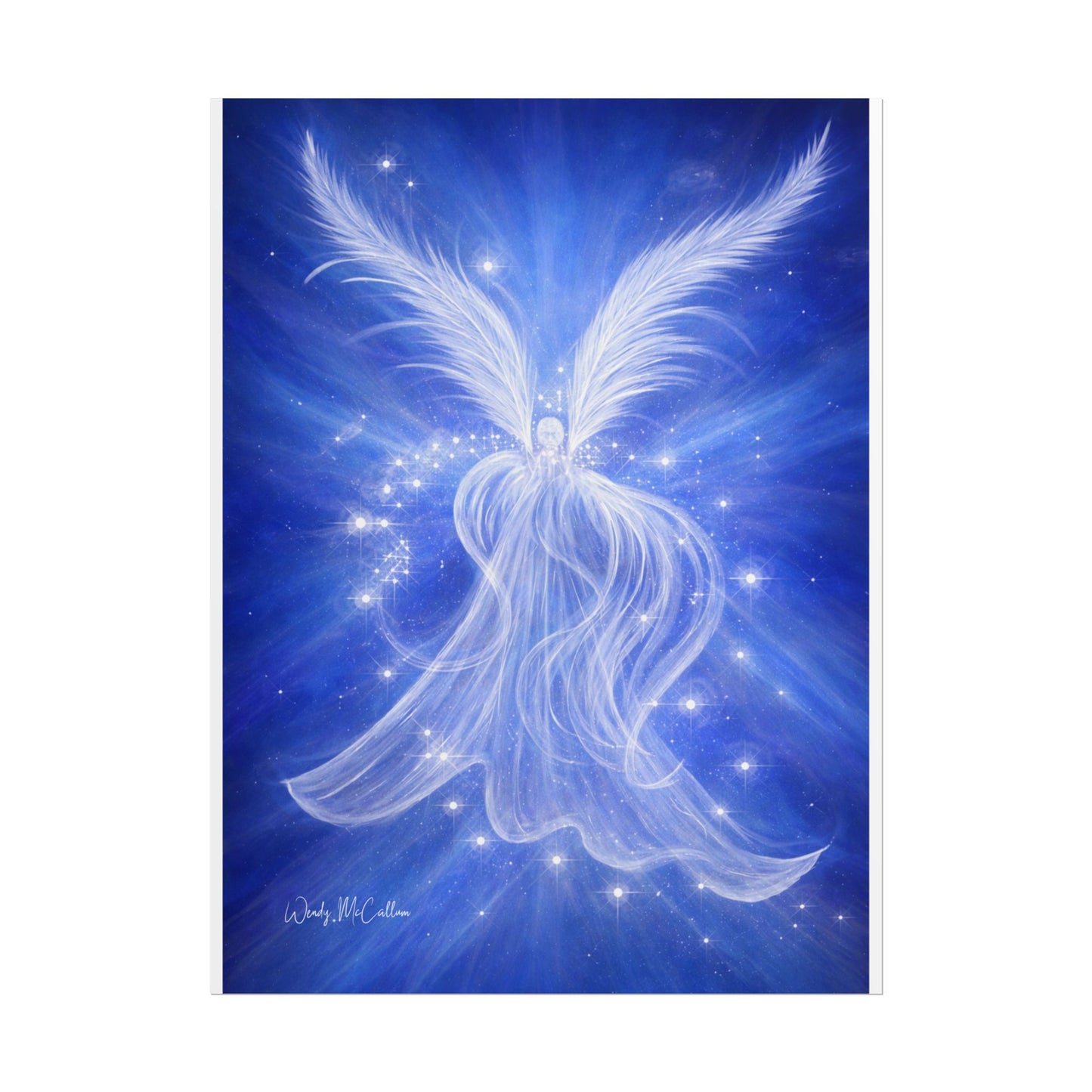Archangel Michael Protection Giclée Print – Vibrant Blue Angel Frequency Art
