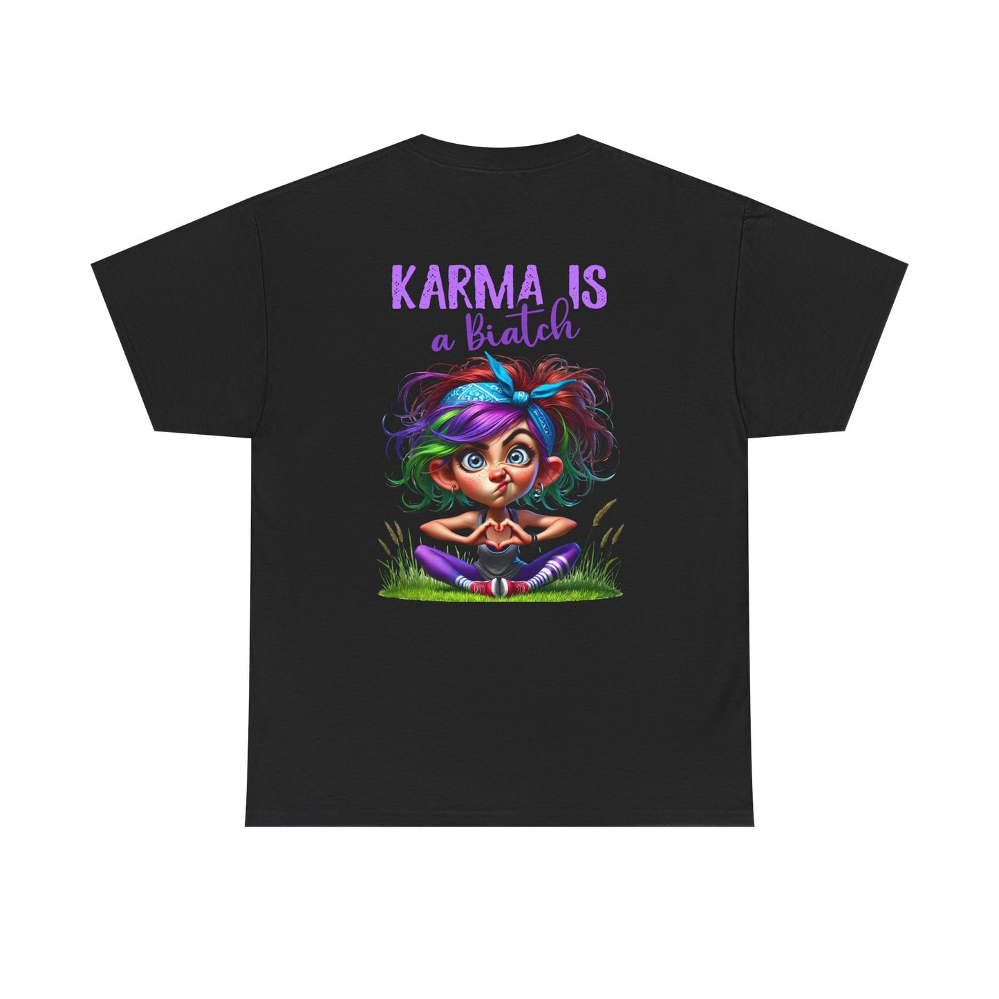 T-Shirt — 'Karma Is a B*tch' Colourful Yoga Girl Graphic Tee