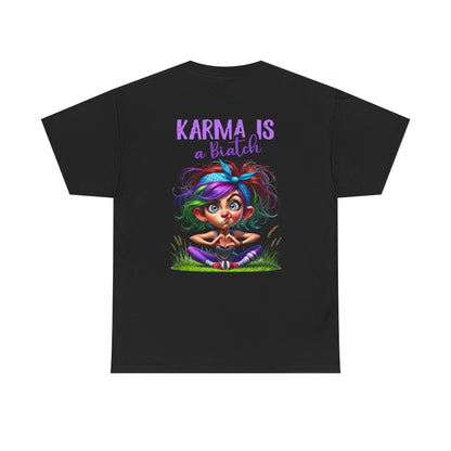 T-Shirt — 'Karma Is a B*tch' Colourful Yoga Girl Graphic Tee