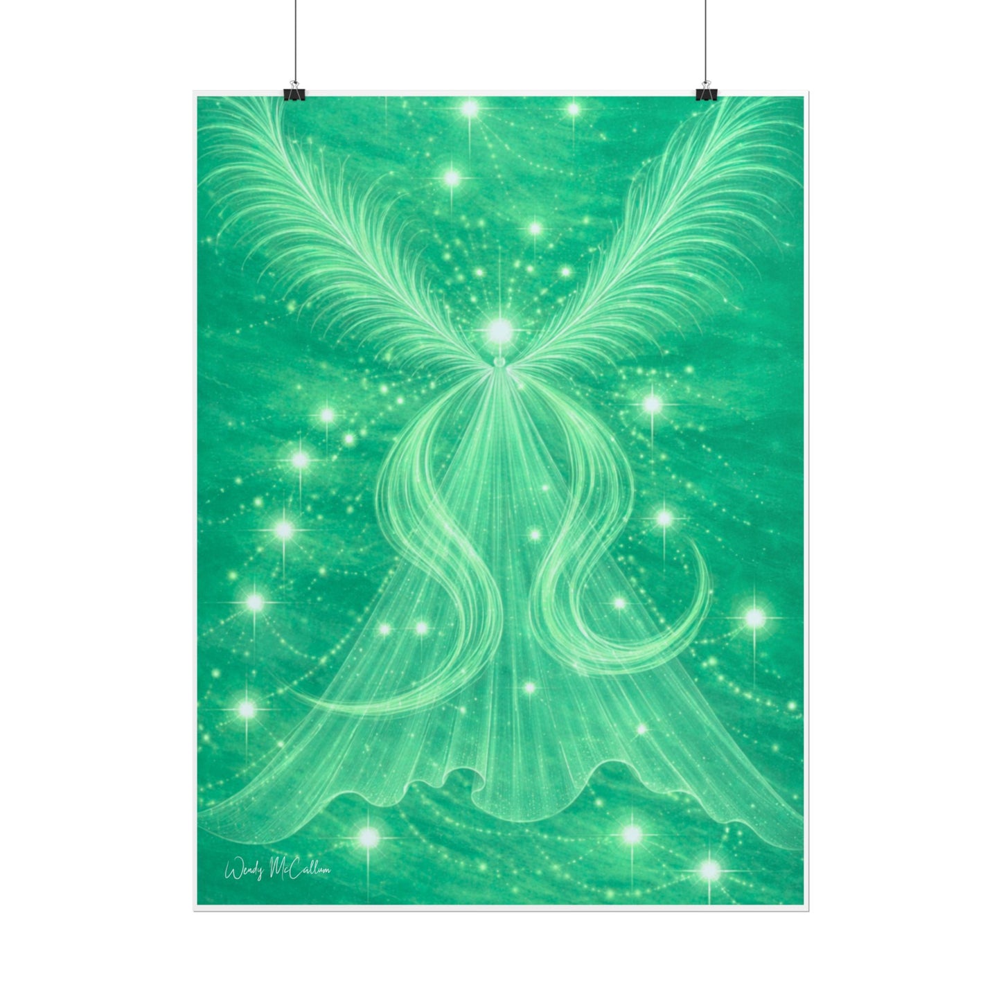 Archangel Raphael Healing Giclée Print – Vibrant Green Angel Frequency Art