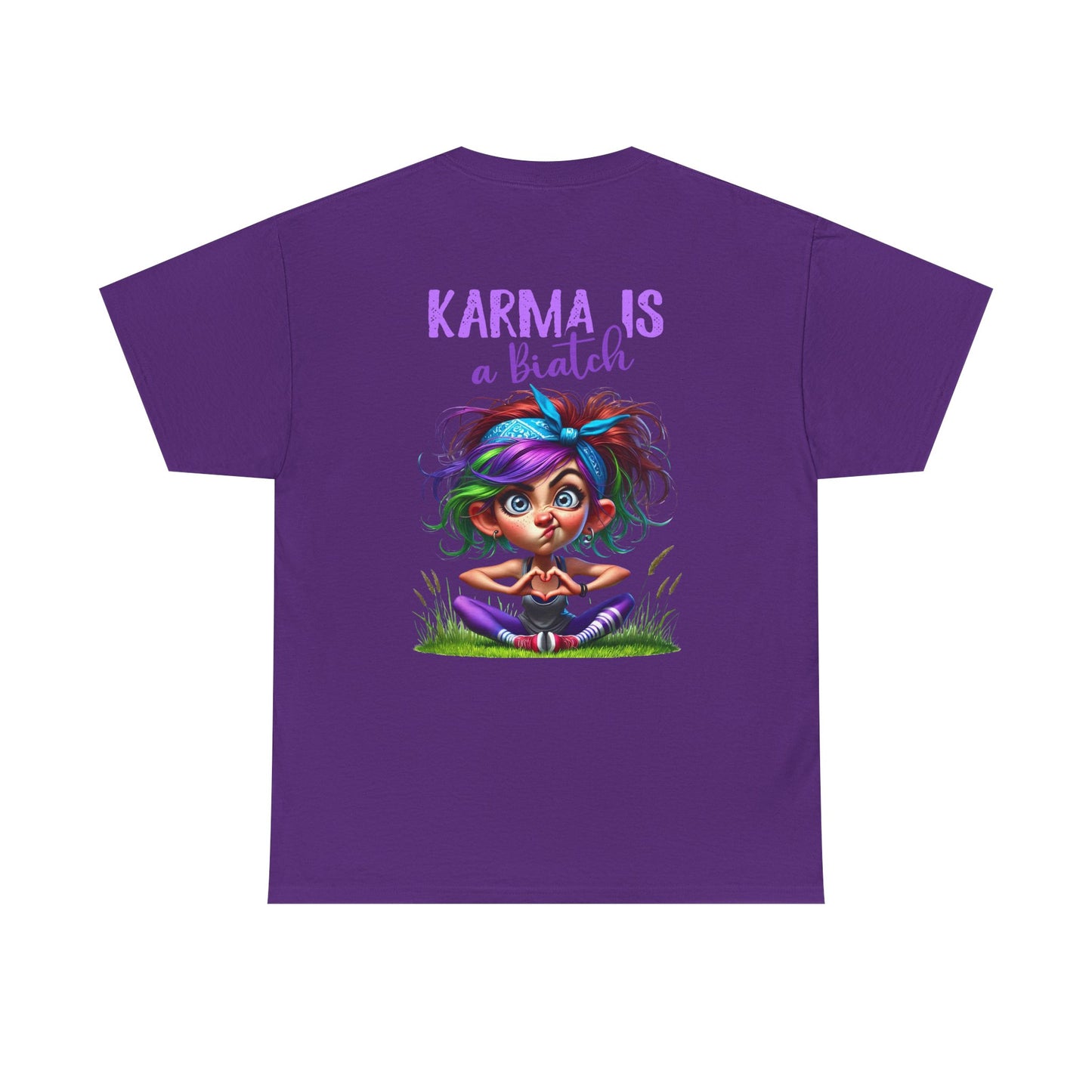 T-Shirt — 'Karma Is a B*tch' Colourful Yoga Girl Graphic Tee