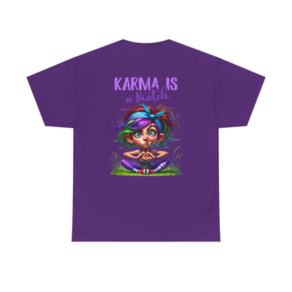T-Shirt — 'Karma Is a B*tch' Colourful Yoga Girl Graphic Tee