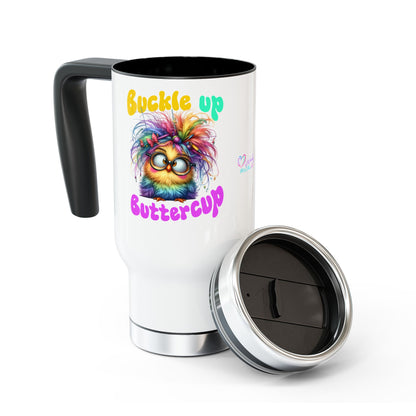 Buckle Up Buttercup – Sassy Confidence Stainless Steel Travel Mug (14oz)