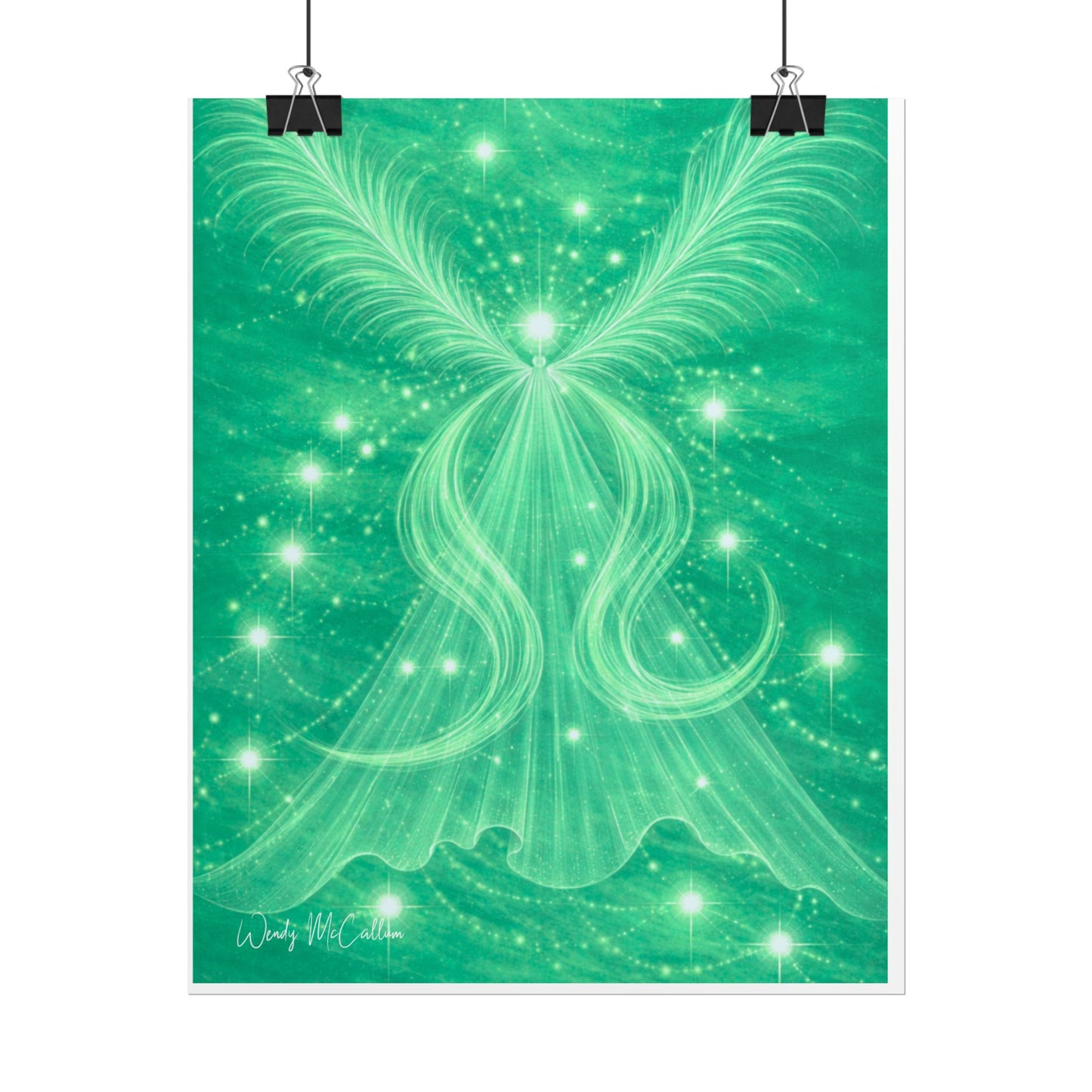 Archangel Raphael Healing Giclée Print – Vibrant Green Angel Frequency Art