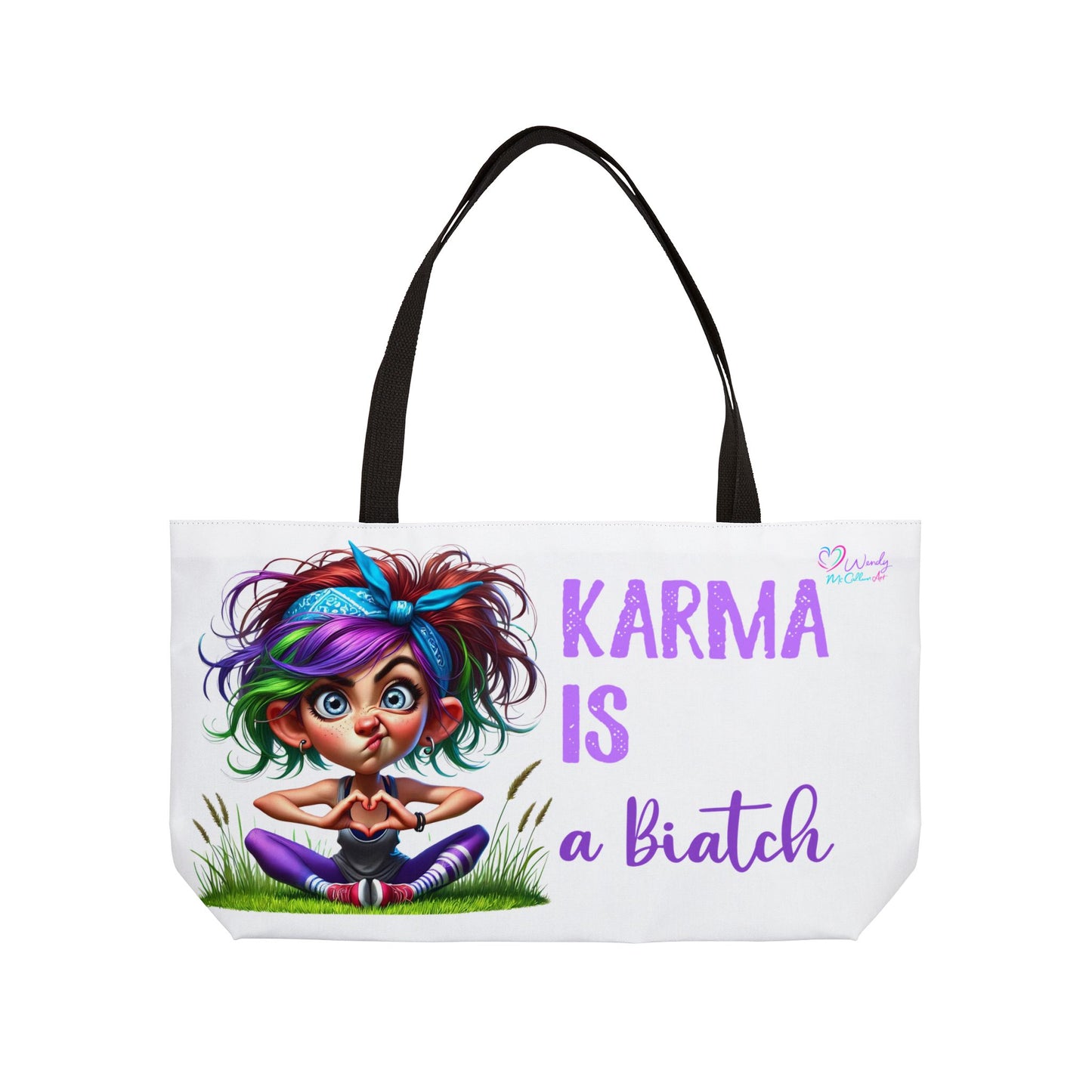 Copy of Weekender Tote — "I'm Mainly Peace, Love and Light" Colourful Hippie Graphic Bag